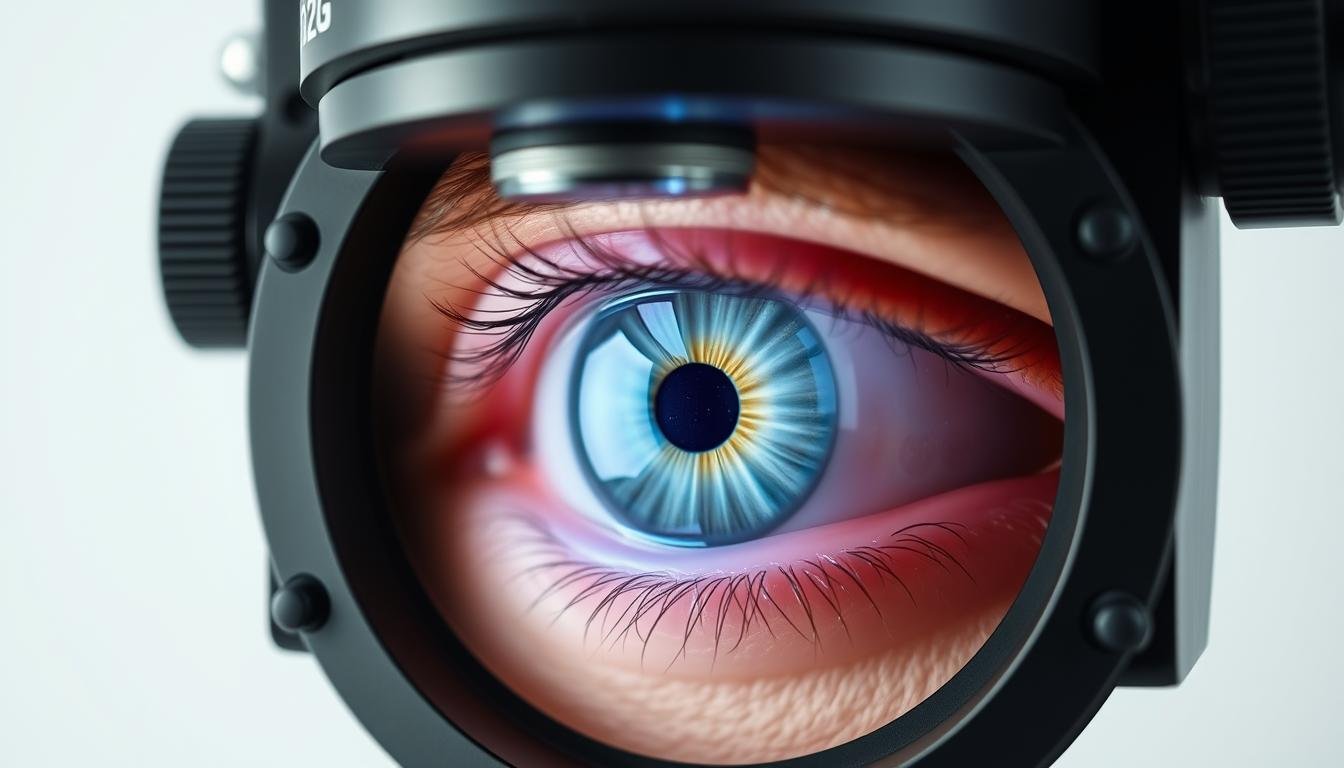 Cámara de Iridología capturando imagen del iris humano