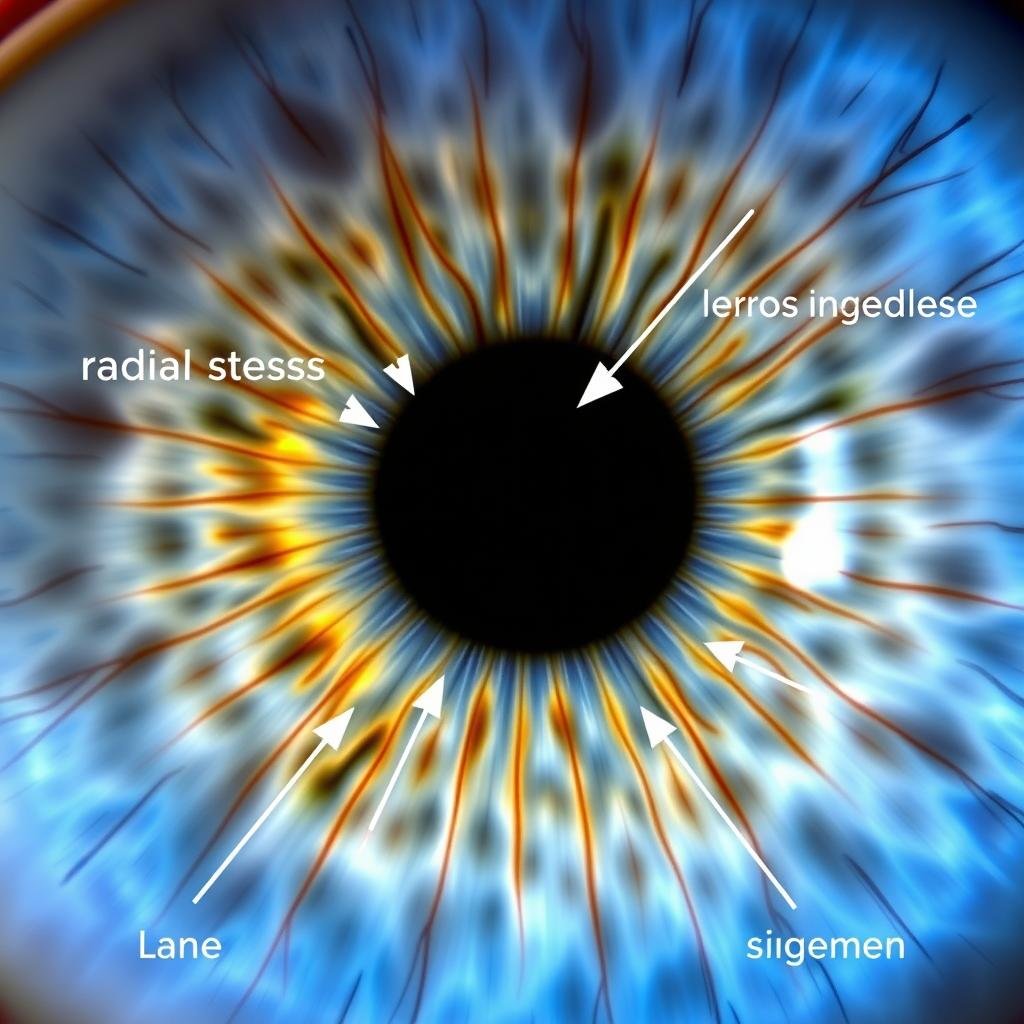 Caso de estudio de iris con signos de estrés en el sistema nervioso según el mapa de iridología