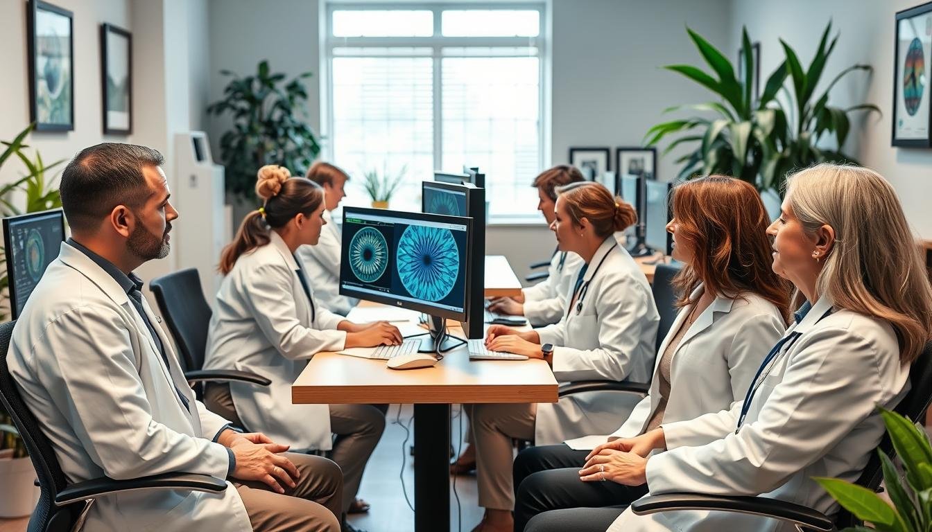 Centro de medicina alternativa utilizando software de iridología con múltiples pacientes