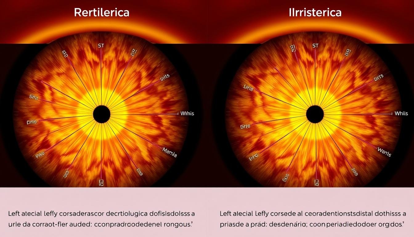 Comparación entre el mapa de iridología del ojo izquierdo y derecho Comparación entre el mapa de iridología del ojo izquierdo y derecho