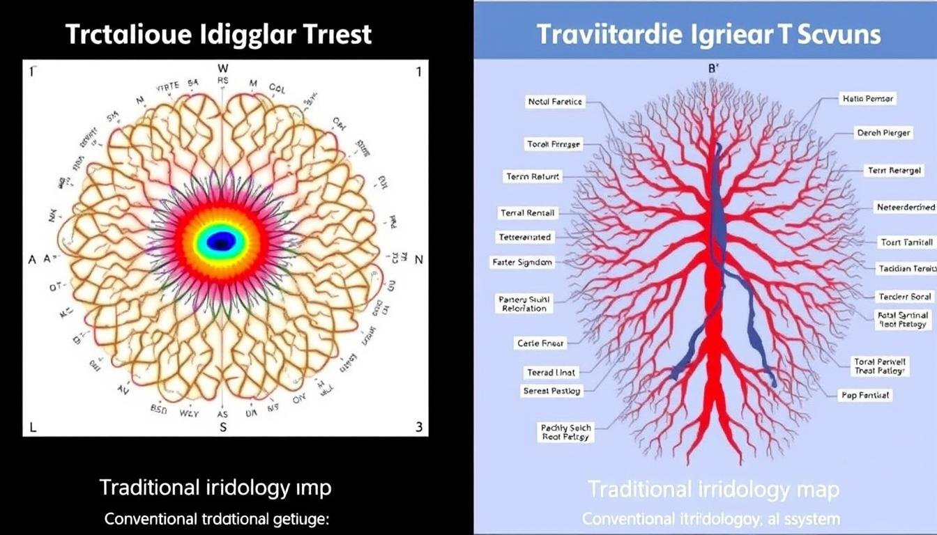 Comparación entre un mapa de iridología y un diagrama neurológico convencional