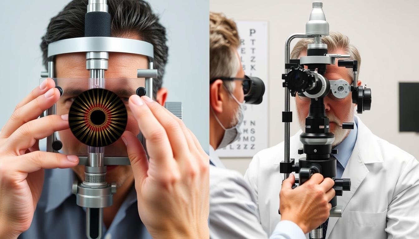 Comparación visual entre un examen de iridología y un examen optométrico