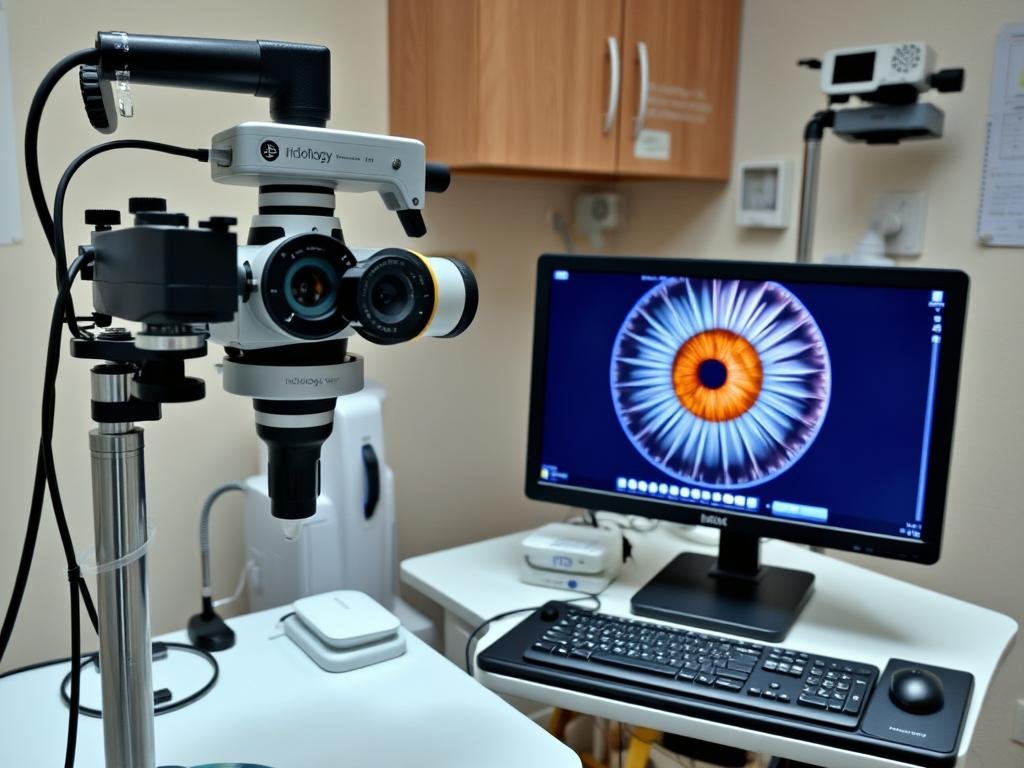 Componentes del sistema de iridologia software con cámara y software de análisis