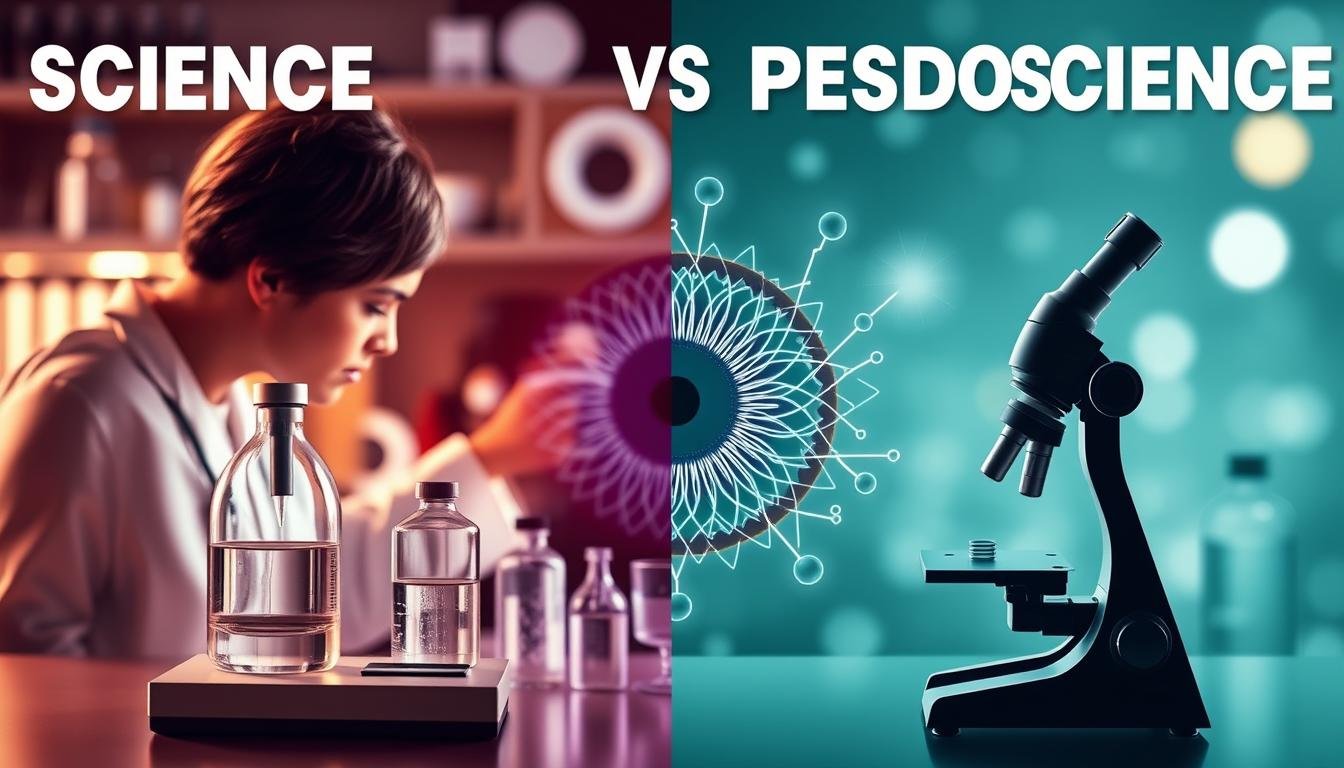 Concepto visual que representa el debate entre ciencia y pseudociencia en el ámbito de la iridología