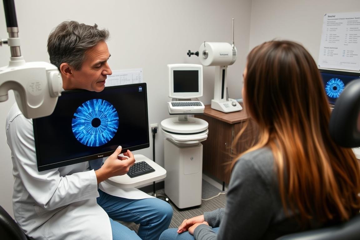 Consulta de medicina integrativa donde se utiliza la lectura del iris como parte de una evaluación holística