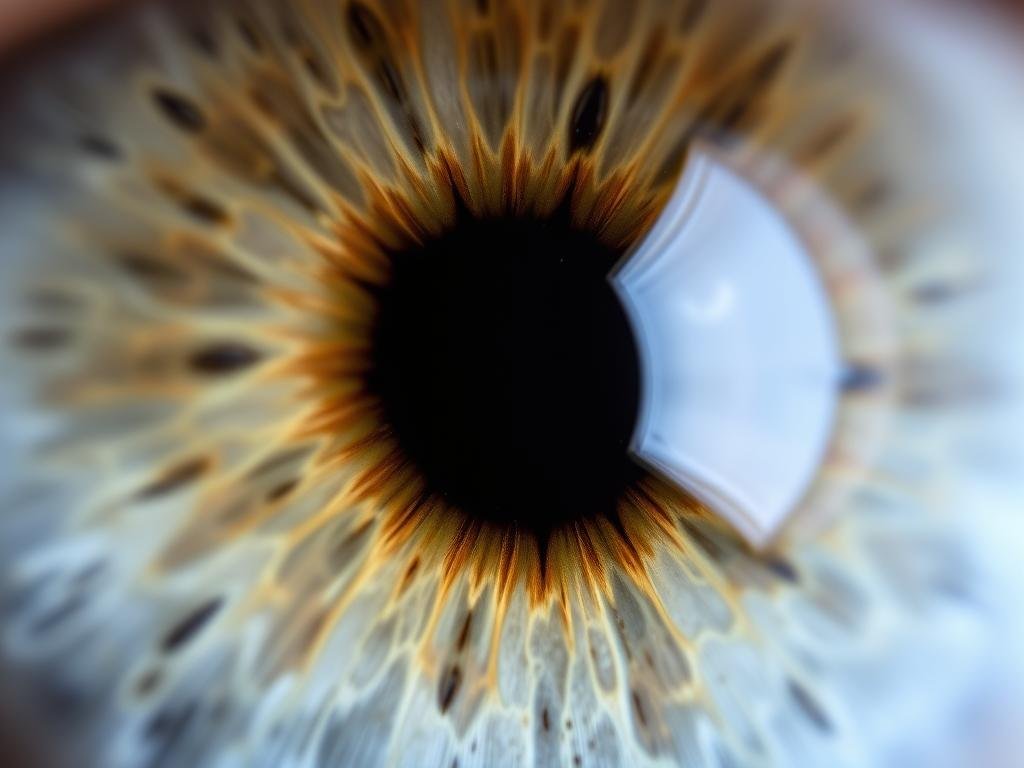 Detalle de iris mostrando signos relacionados con el páncreas según la iridología Detalle de iris mostrando signos relacionados con el páncreas según la iridología