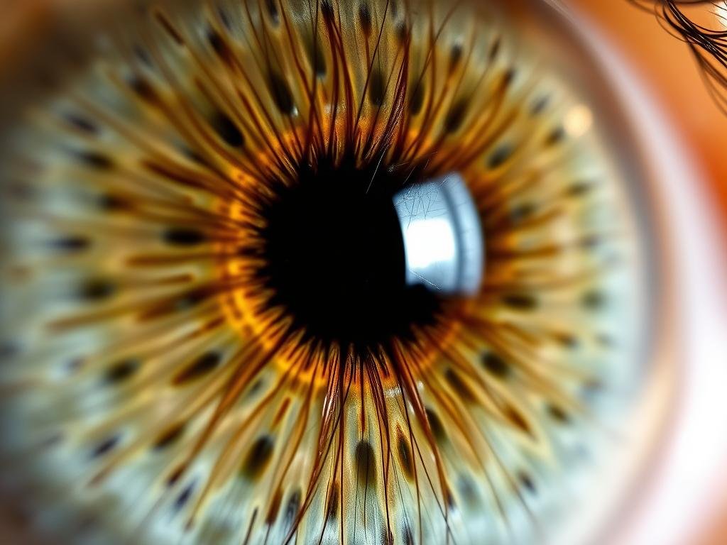 Detalle de iris mostrando signos relacionados con el sistema digestivo Detalle de iris mostrando signos relacionados con el sistema digestivo