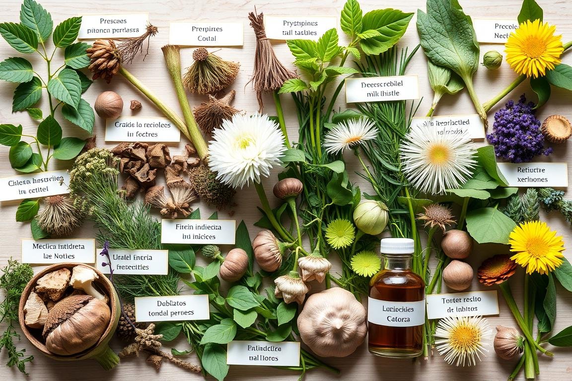 Diferentes hierbas medicinales utilizadas en tratamientos basados en diagnóstico iridológico