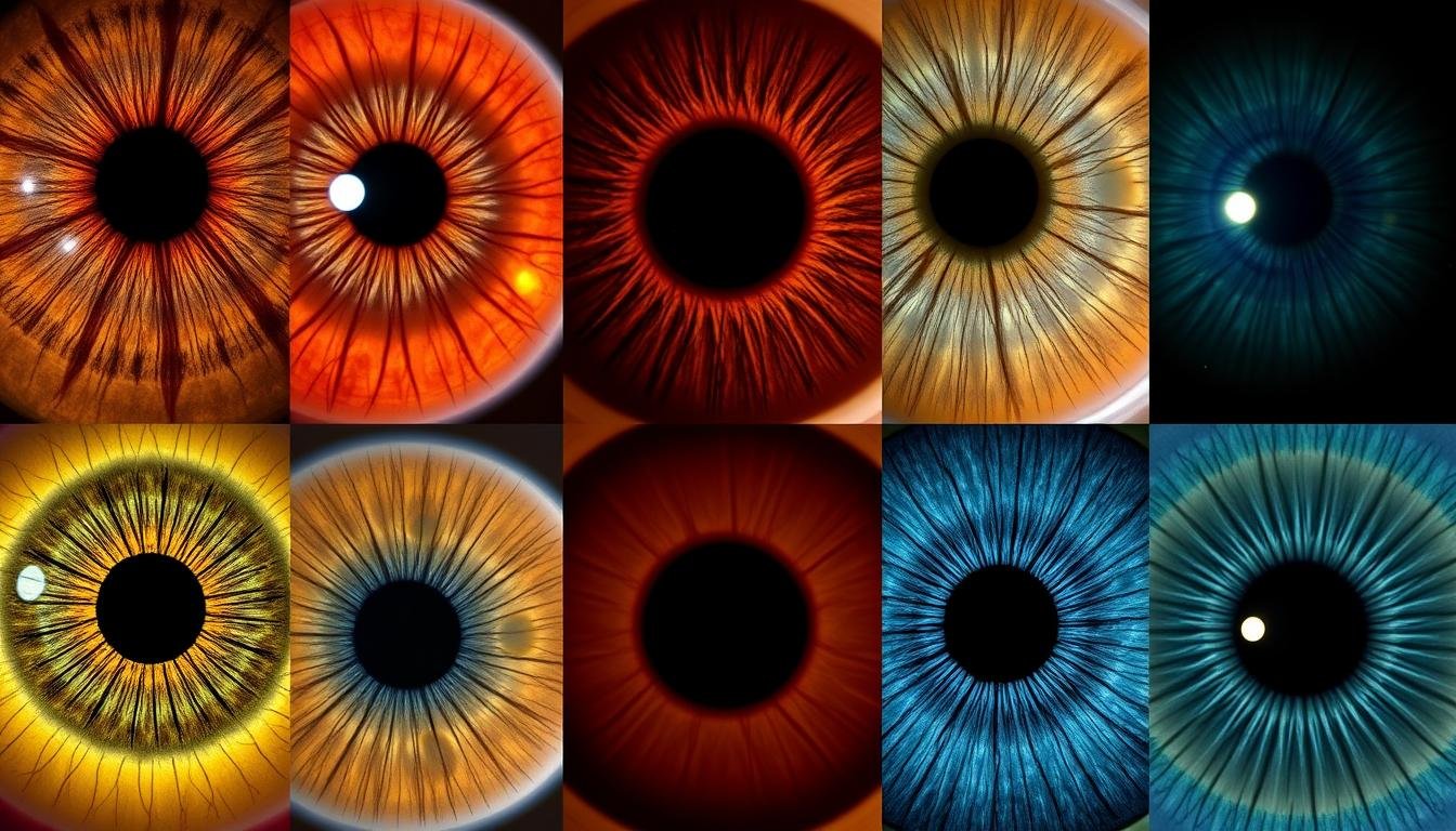 Diferentes tipos de iris mostrando variaciones en patrones y colores