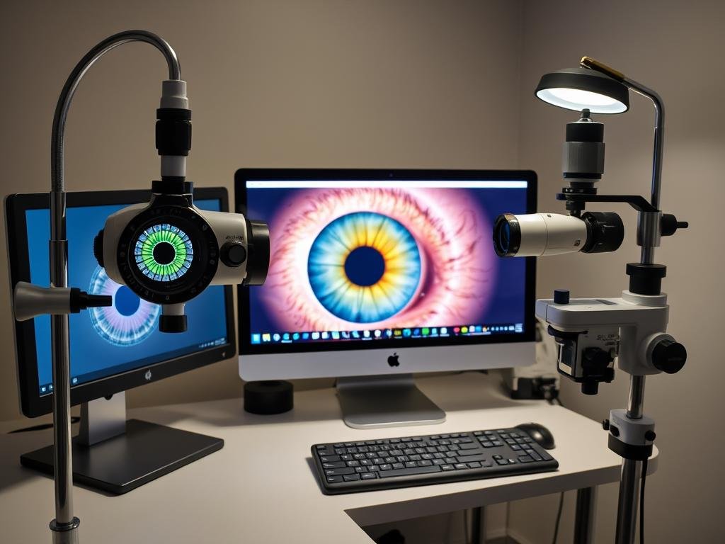Equipamiento profesional utilizado en la práctica moderna de iridología
