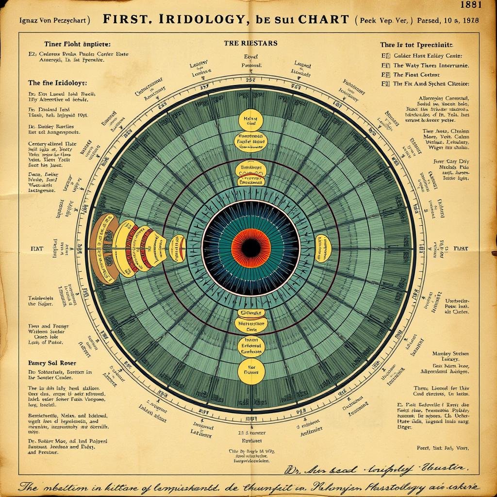 Historia de la iridología: primer mapa iridológico creado por von Peczely