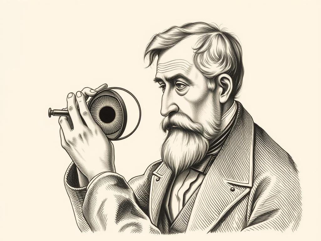 Ignatz von Peczely, fundador de la iridología moderna, examinando un iris