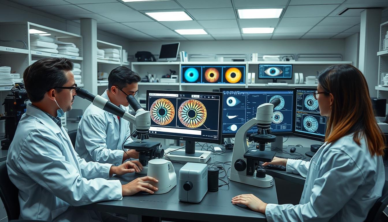 Investigación científica sobre iridología en laboratorio