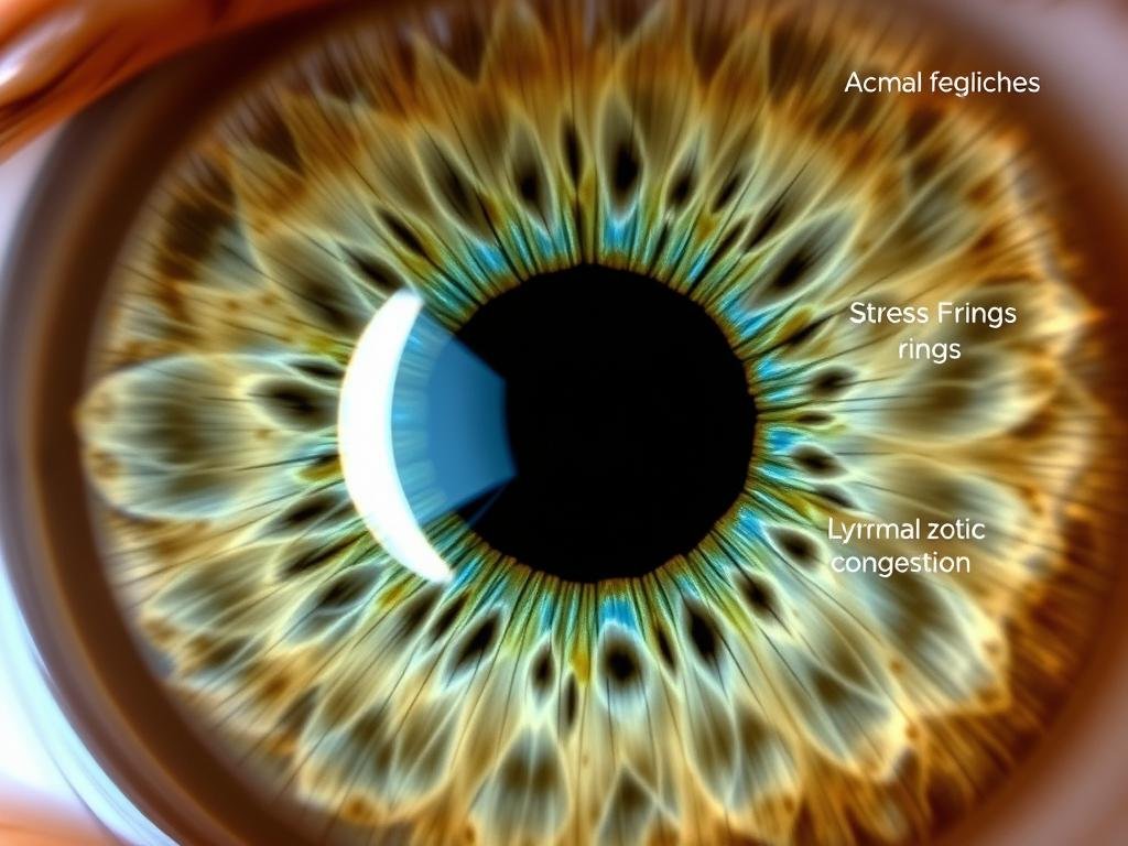 Iride con segni di affaticamento sistemico secondo l'iridologia