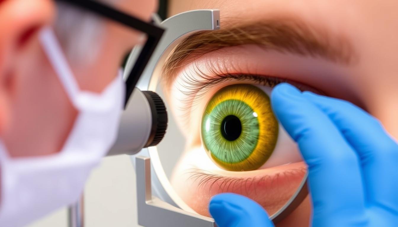 Iridólogo analizando el iris para evaluar la salud renal