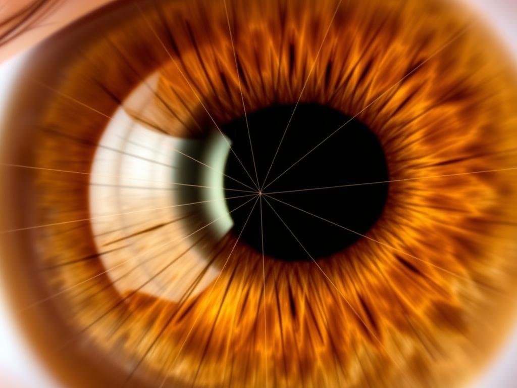 Iris con radios solares que atraviesan la zona pancreática