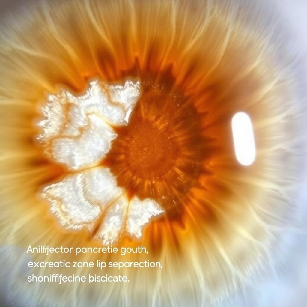 Iris con signos de insuficiencia pancreática según la iridología Iris con signos de insuficiencia pancreática según la iridología