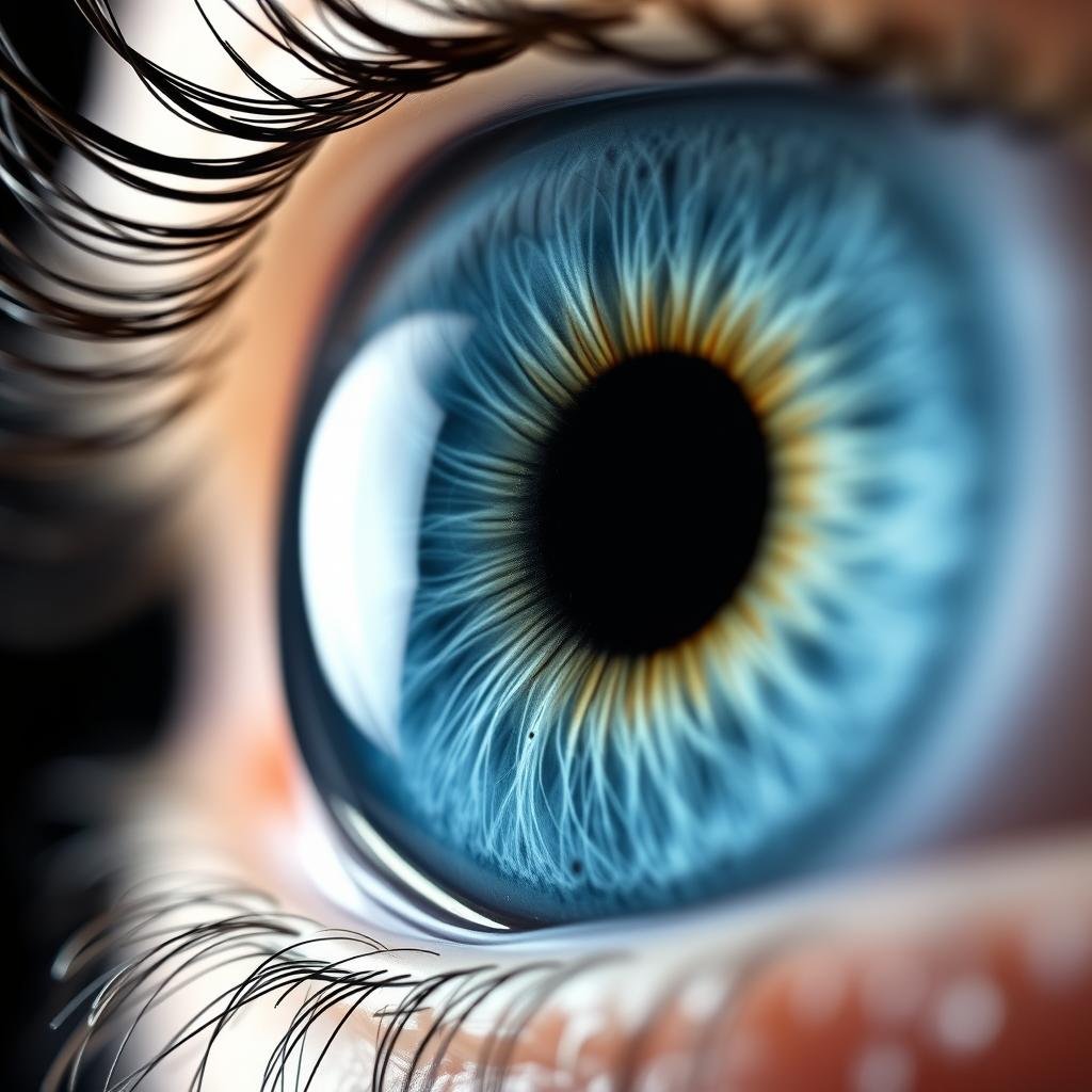 Iris de tipo linfático (azul) en iridología