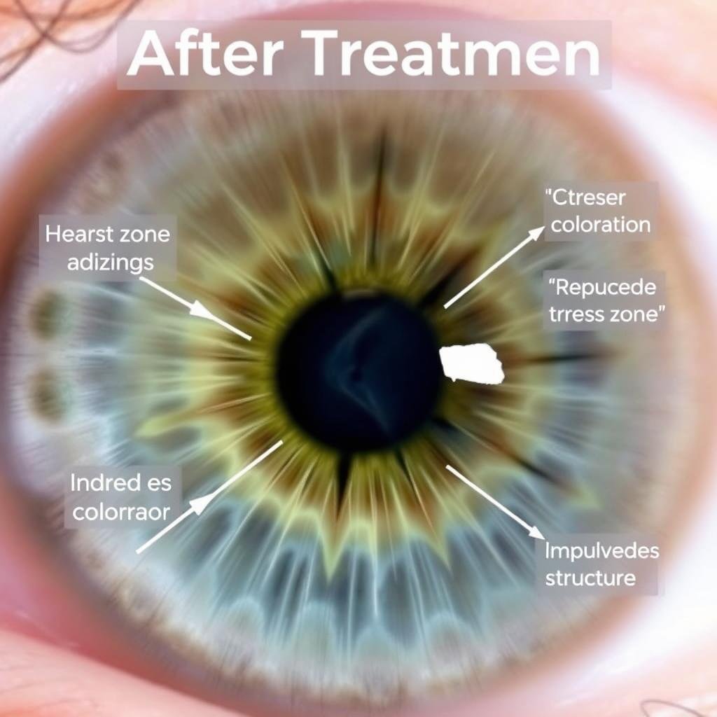Iris después del tratamiento según mapa de iridología cardiovascular