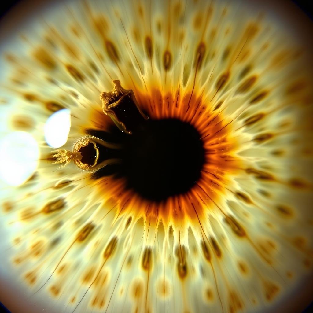 Iris mostrando signos de desequilibrio orgánico identificados con Cámara de Iridología