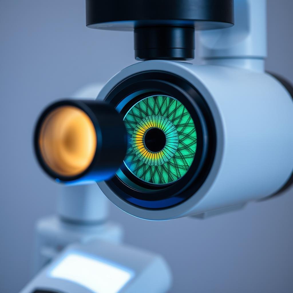 Iriscopio moderno utilizado por iriólogos para examinar el iris en detalle
