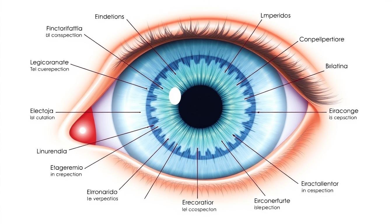 Mapa del iris mostrando zonas correspondientes a órganos mediante la lectura del iris