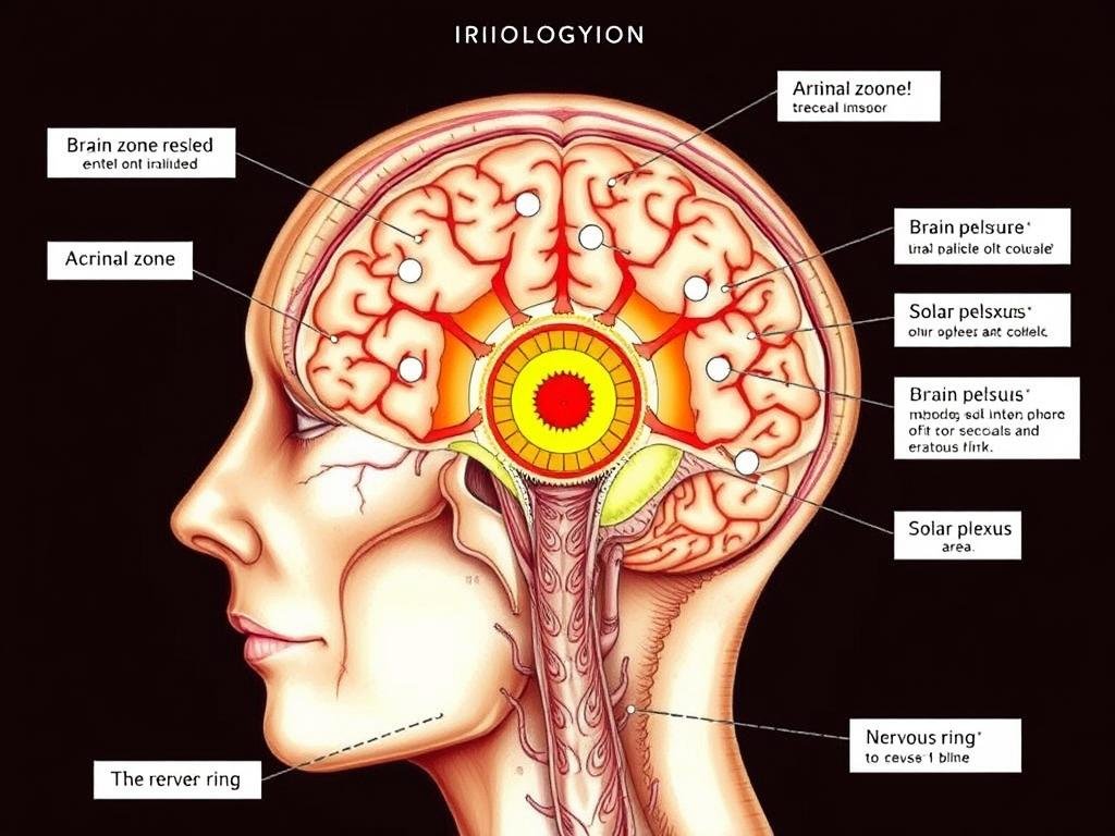 Mapa detallado de las zonas del iris relacionadas con el sistema nervioso según la iridología
