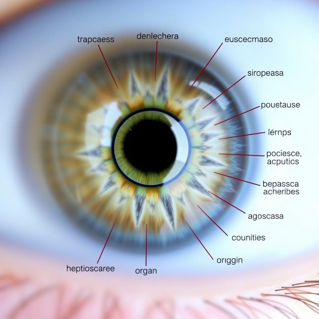 Mapa detallado del iris derecho en iridología Mapa detallado del iris derecho en iridología