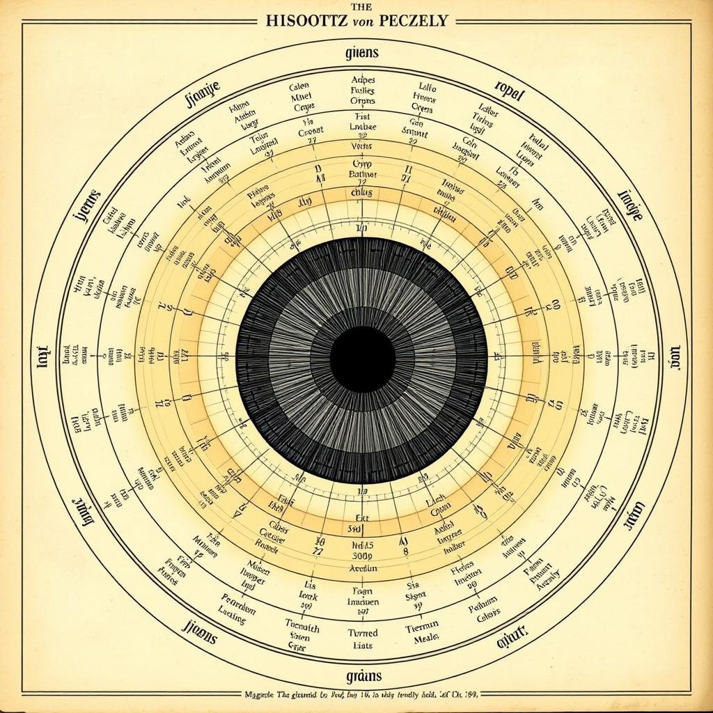 Mapa histórico de lectura del iris desarrollado por Ignatz von Peczely