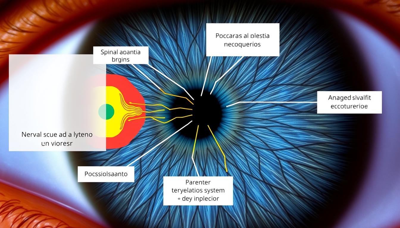 Mapa iridológico destacando las zonas del sistema nervioso Mapa iridológico destacando las zonas del sistema nervioso