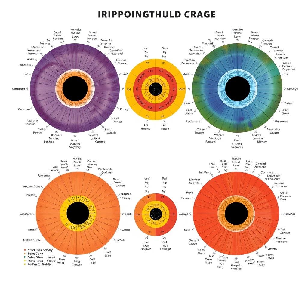 Mapa iridológico mostrando la correspondencia entre zonas del iris y órganos