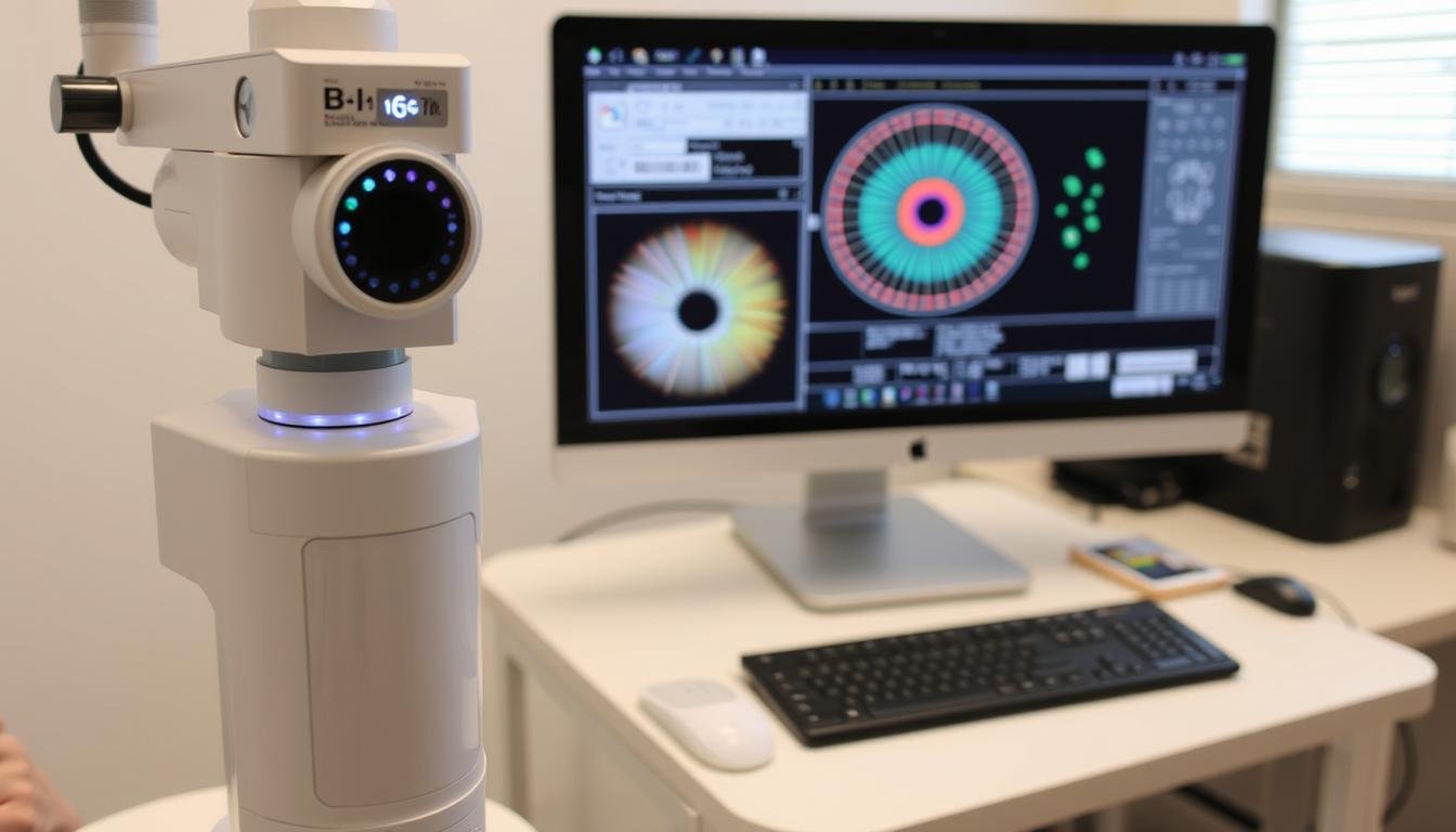 Moderno aparato de iridología digital con análisis computarizado
