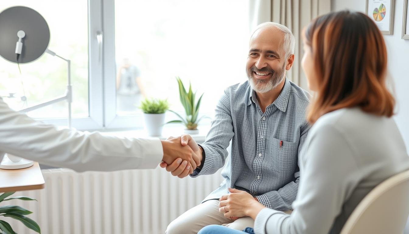 Paciente satisfecho después de una consulta completa con un iriólogo