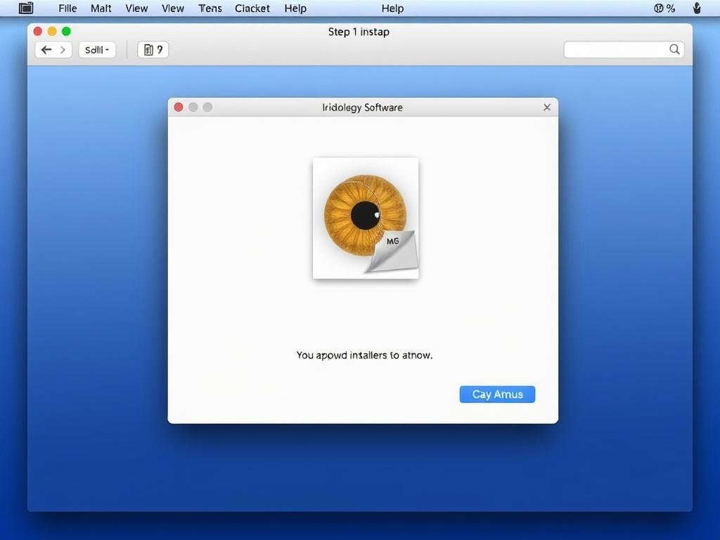 Paso 1 de instalación de iridologia software en Mac