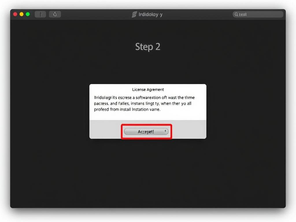 Paso 2 de instalación de iridologia software en Mac