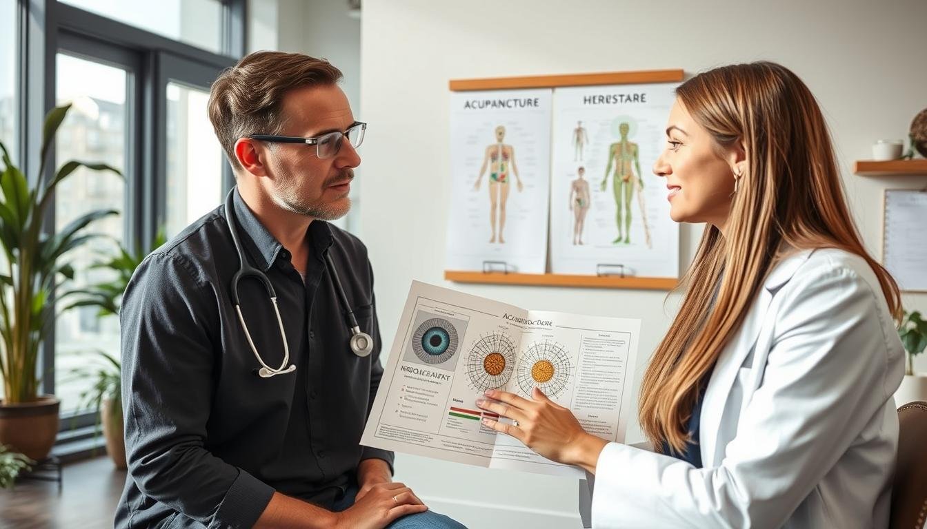 Praticante che integra l'iriologia con altre pratiche di medicina alternativa