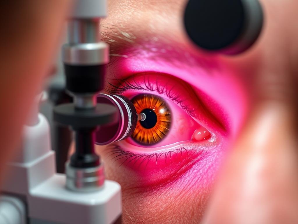 Proceso de examen iridológico con equipo especializado para análisis del iris