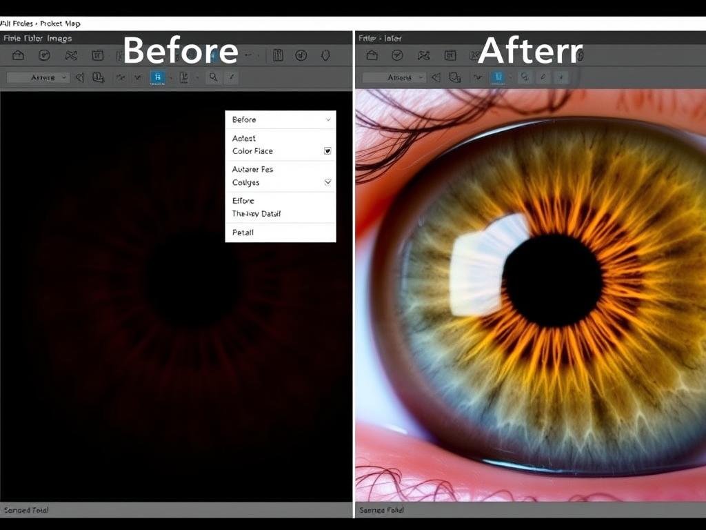 Proceso de optimización de imágenes del iris para análisis detallado Proceso de optimización de imágenes del iris para análisis detallado