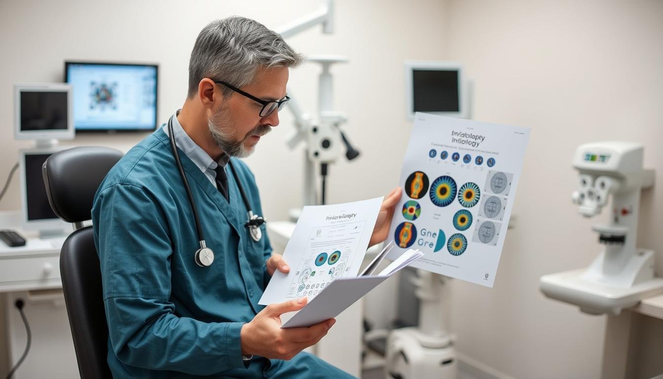 Profesional de la salud integrando iridología con otros métodos de diagnóstico