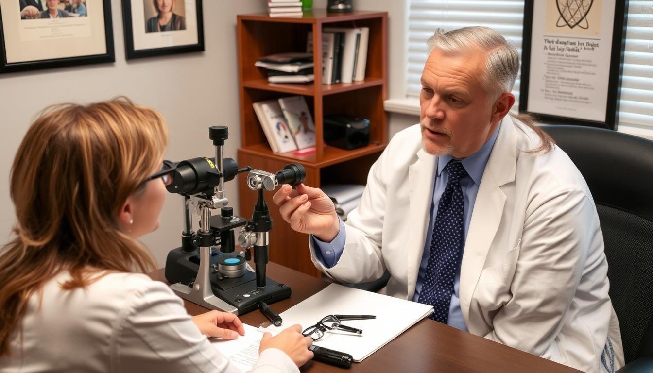 Profesional respondiendo preguntas sobre lupas para iridologia