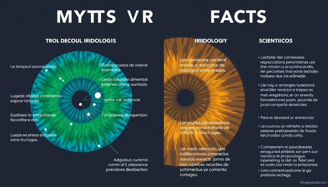 Representación visual de mitos y verdades sobre la iridología