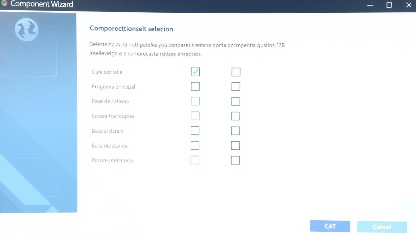 Selección de componentes en la instalación de software de iridología