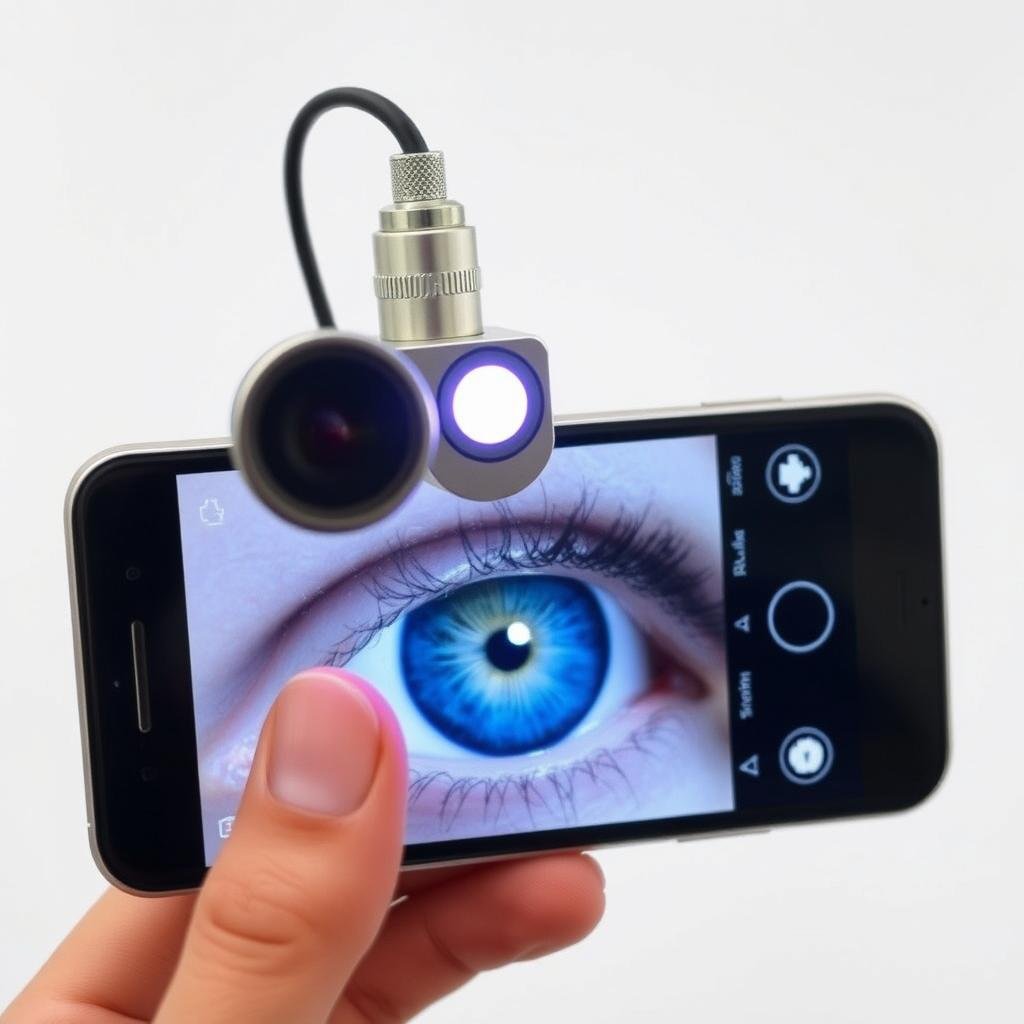 Adaptador iridológico para smartphone utilizado por iriólogos
