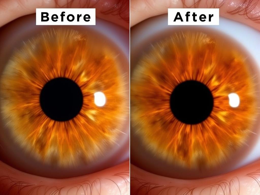 Antes y después: Comparación de imágenes de iris mostrando cambios tras un tratamiento