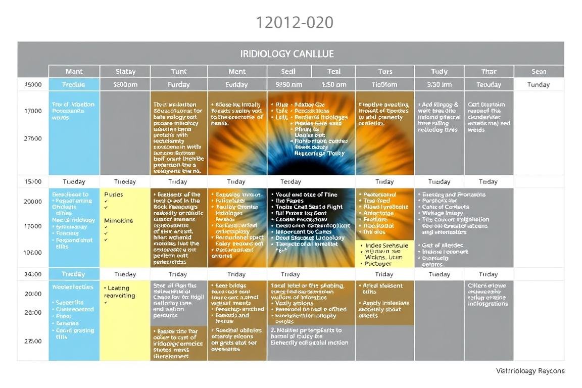 Calendario de formación en una escuela de iridología