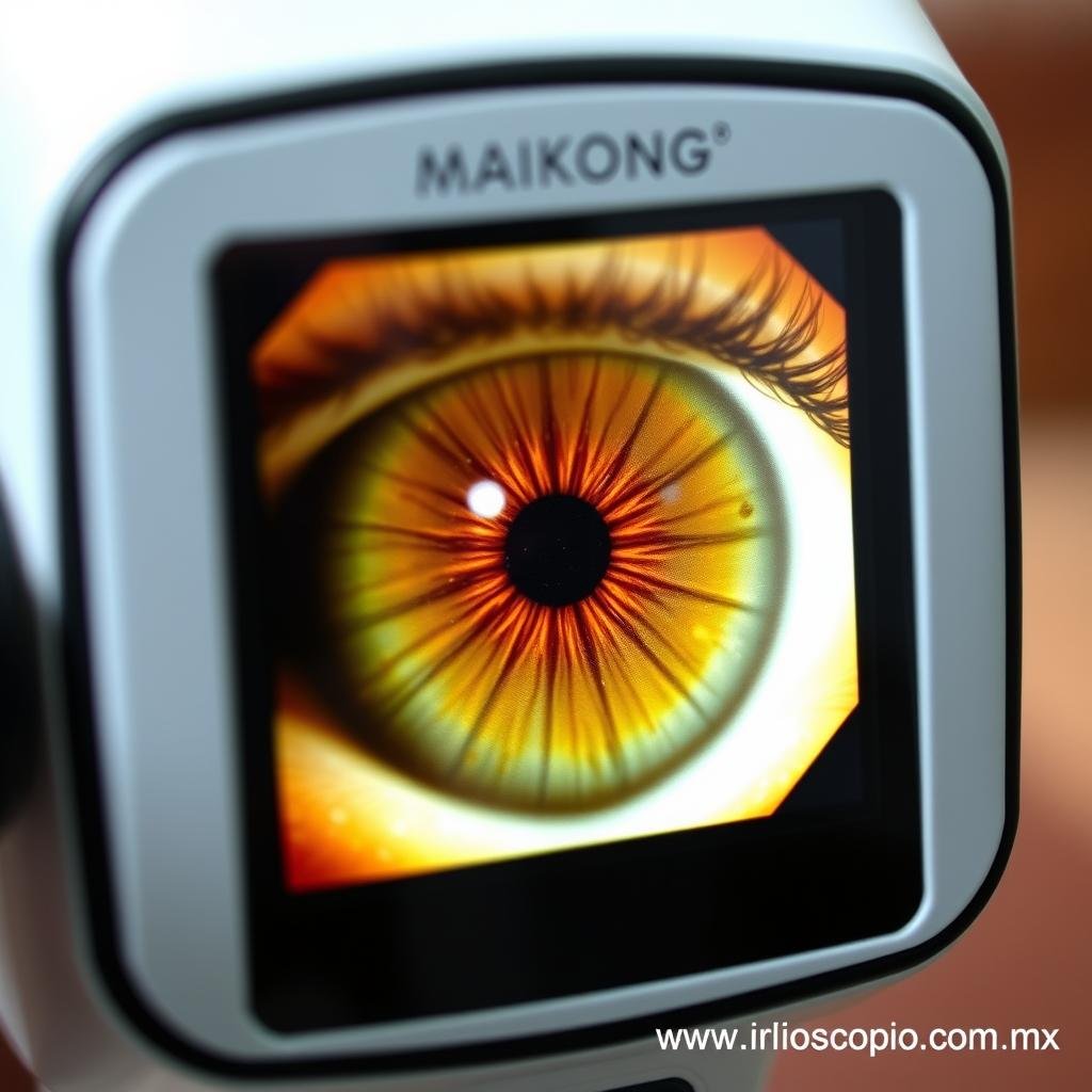 Cámara de Iridología MAIKONG capturando imagen del iris Cámara de Iridología MAIKONG capturando imagen del iris