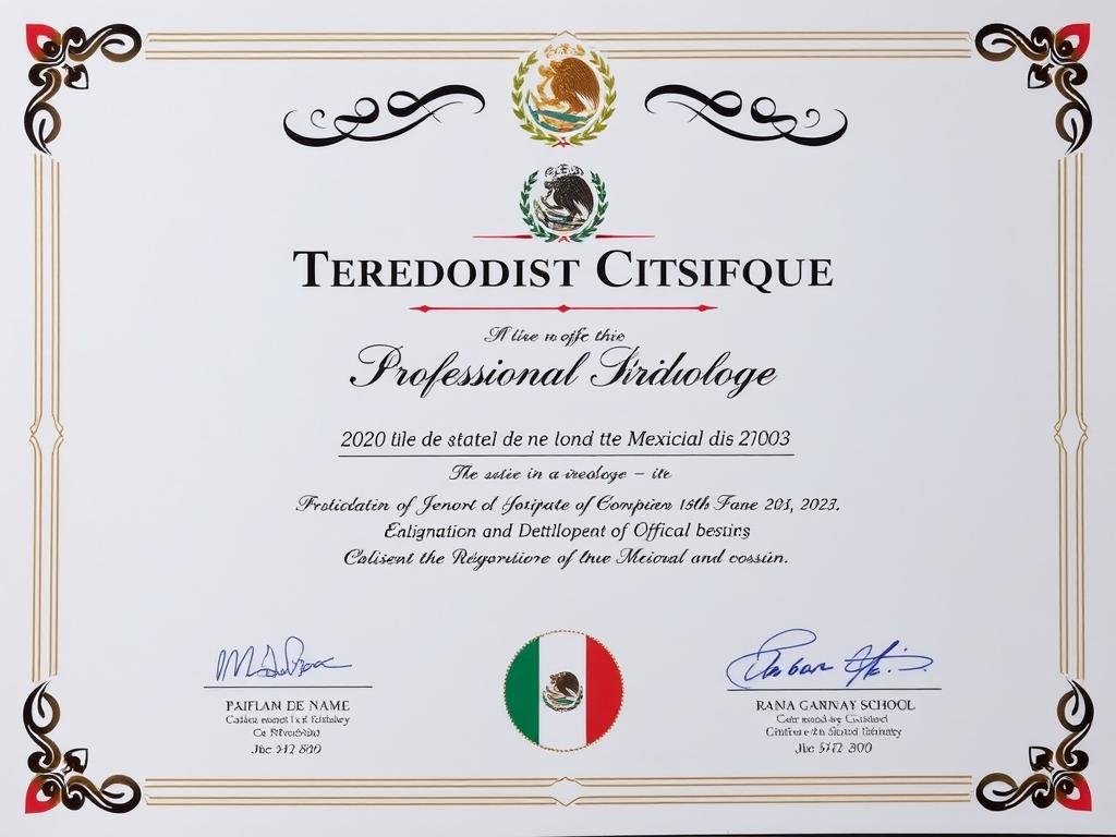 Certificado profesional de una escuela de iridología mexicana