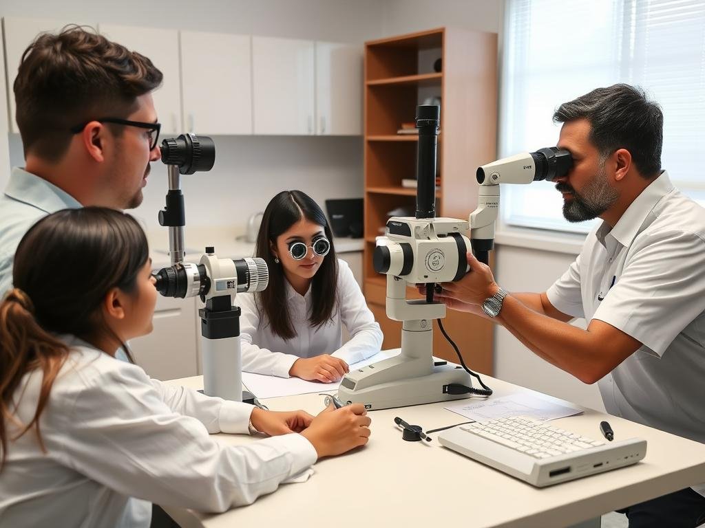 Clase práctica de iridología en el Centro Universitario de Alternativas Médicas