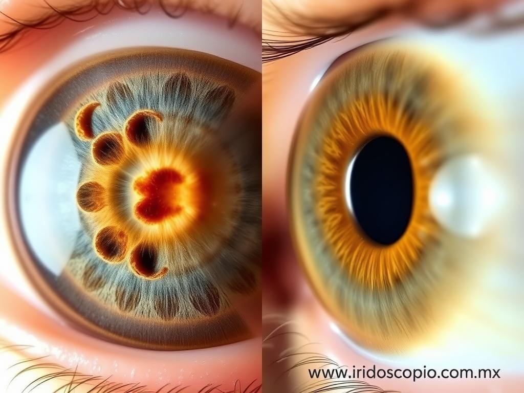 Comparación de iris con y sin signos de alergias alimentarias