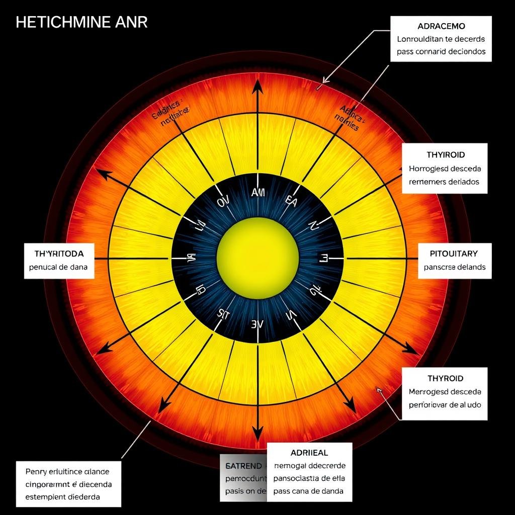 Diagrama de iris con zonas hormonales marcadas